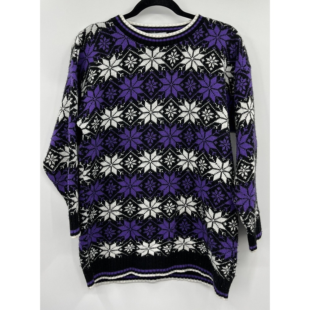 Vintage Classic Essentials Fair Isle Tunic Sweater Large USA Made
